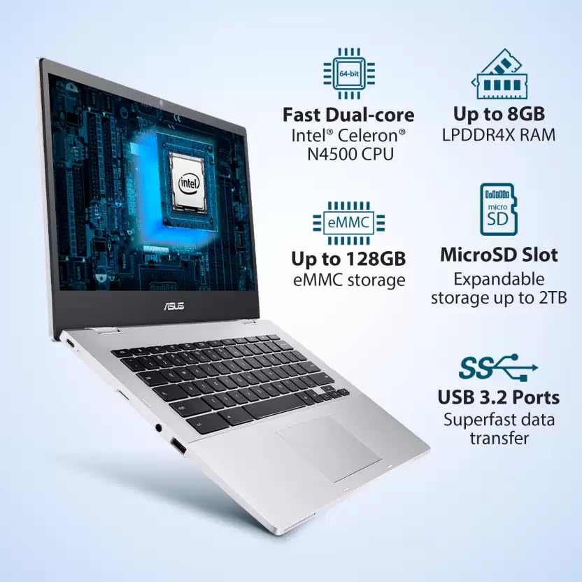 ASUS Chromebook 14インチ Celeron N4500 ASUS Chromebook Intel Celeron Dual Core N4500 - (4 GB/64 GB EMMC
